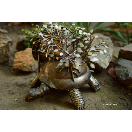 turtle with mill sculpture